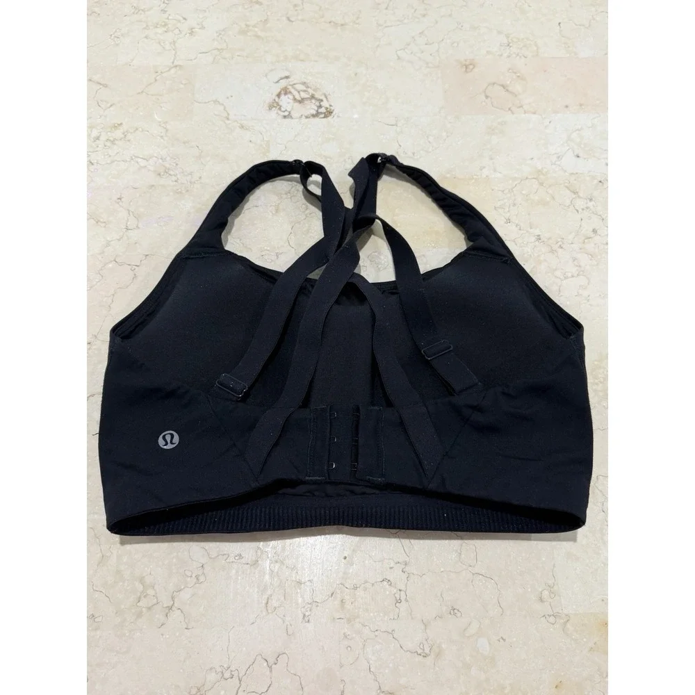 Lululemon Energy High Support Black Wireless Sports Bra 34DDD Crossback